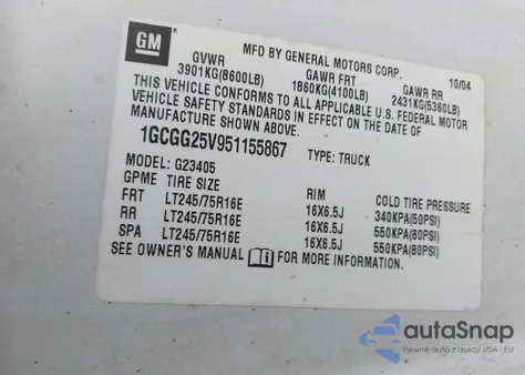 2005 Chevrolet Express z USA, uszkodzony, nr VIN 1GCGG25V951155867